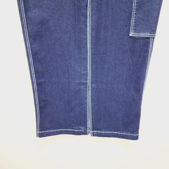 True Religion Rinse Dark Blue Denim Long Cargo Utility Skirt NWT Womens Size 29 - Picture 10 of 14